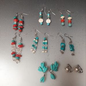 Coral Crystal Turquoise  earrings see Matching necklaces